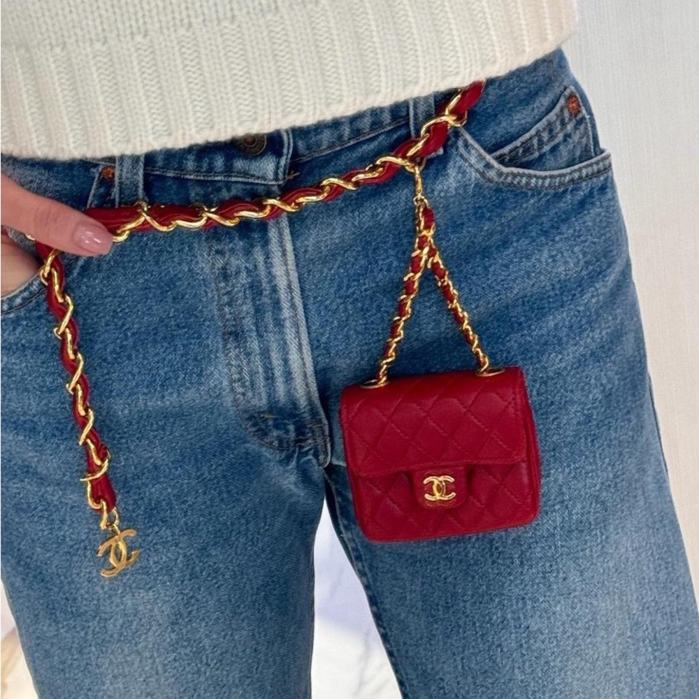 Chanel mini belt bag red